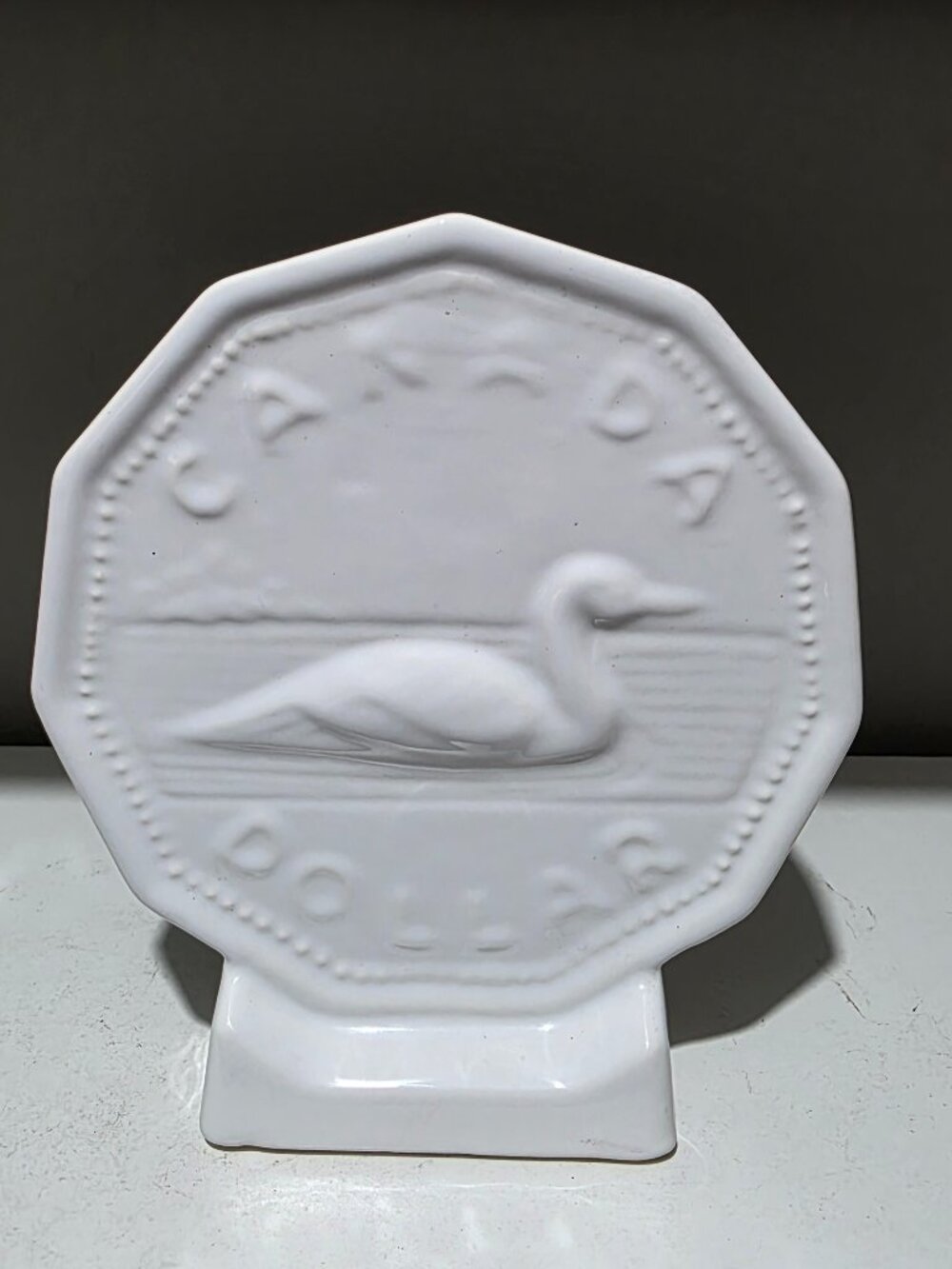 Vintage Canada Dollar Loon Ceramic Coin Bank 19.5 cm